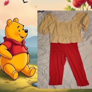 Yellow Gingham Top and Red Capri Pants